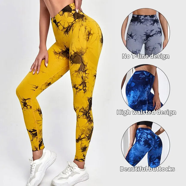 Tie Dye Leggings Seamless High Waist Push Up