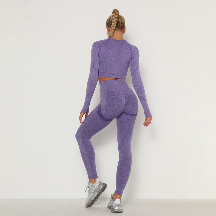 New Seamless Women Gym Set Long Sleeve