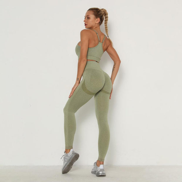 New Seamless Women Gym Set Long Sleeve