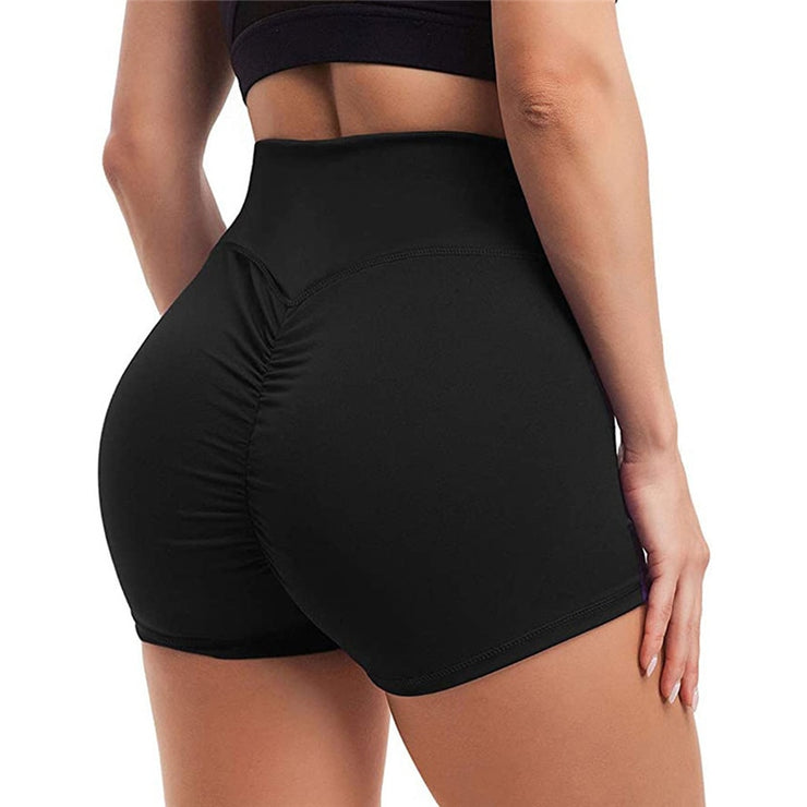 Solid Elastic High Waist Shorts