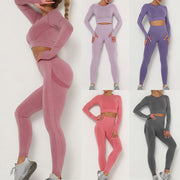 New Seamless Women Gym Set Long Sleeve