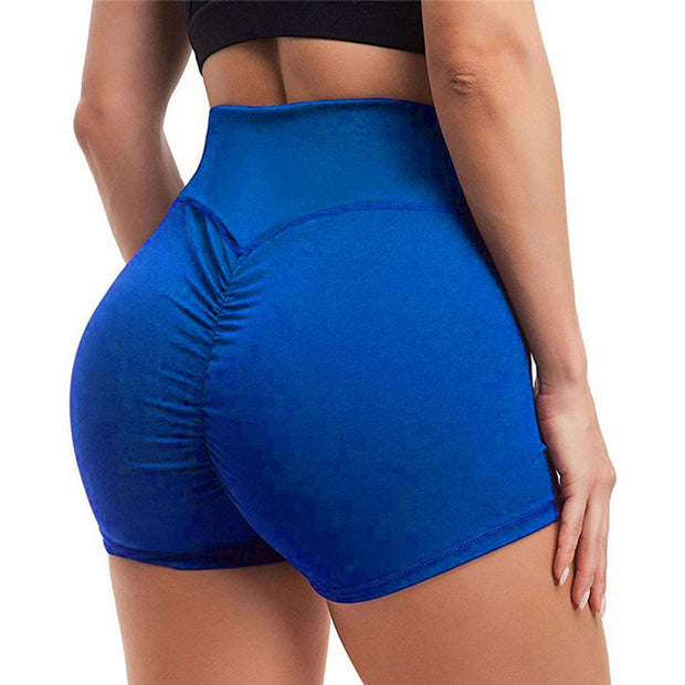 Solid Elastic High Waist Shorts