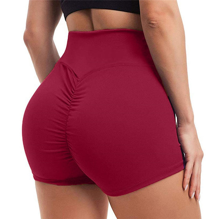 Solid Elastic High Waist Shorts