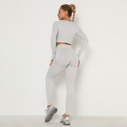 New Seamless Women Gym Set Long Sleeve