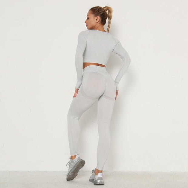 New Seamless Women Gym Set Long Sleeve