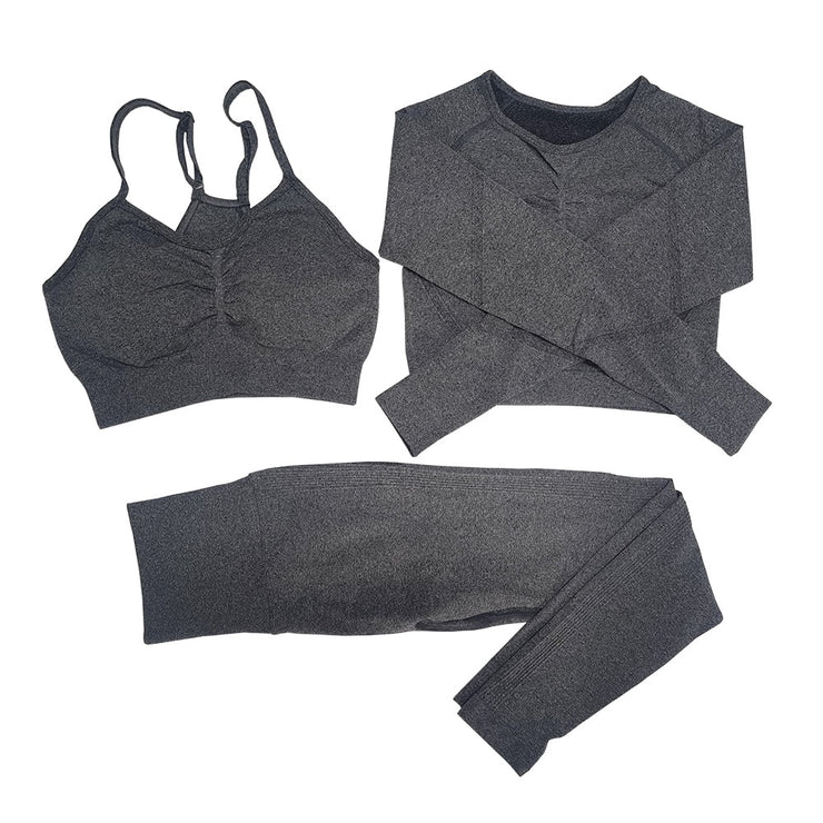 New Seamless Women Gym Set Long Sleeve