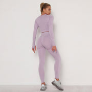 New Seamless Women Gym Set Long Sleeve