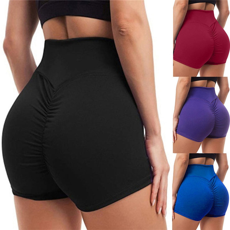 Solid Elastic High Waist Shorts