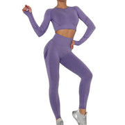 New Seamless Women Gym Set Long Sleeve