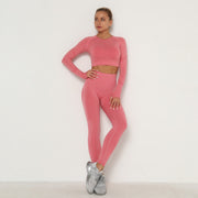 New Seamless Women Gym Set Long Sleeve